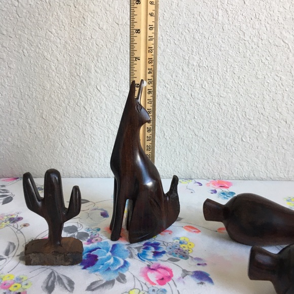 Southwest Ironwood wooden Coyote Cactus and Chile - Picture 2 of 6